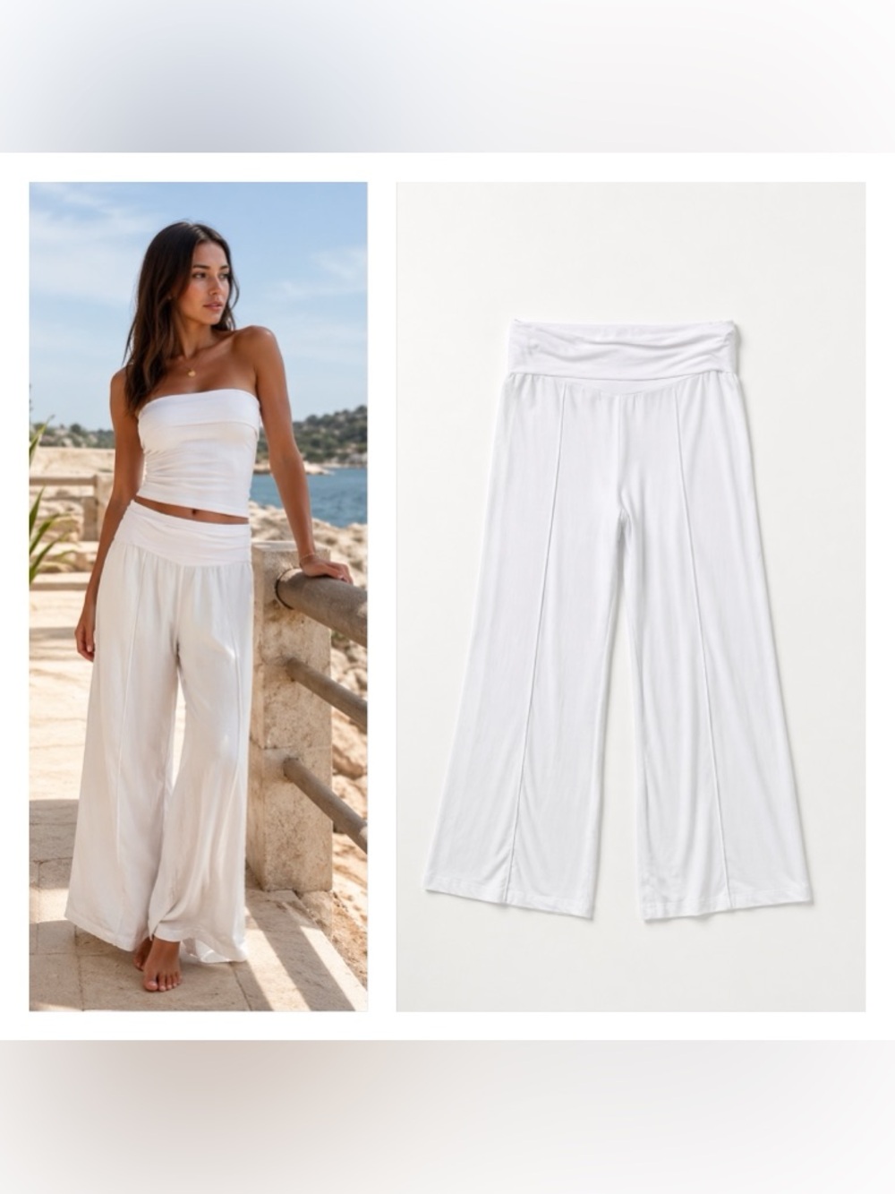 4Our Dreamers Wide Leg 100% Linen Pants Large Beachy Coastal Euro Summer White